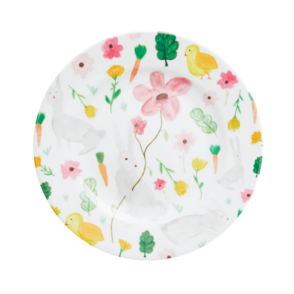 Rice, lunchtallerken blomster og kaniner hvit