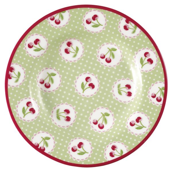 Greengate Tallerken Cherry berry pale green