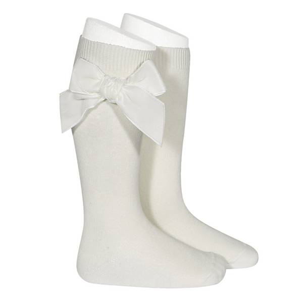 Condor knestrømper med fløyelssløyfe, beige