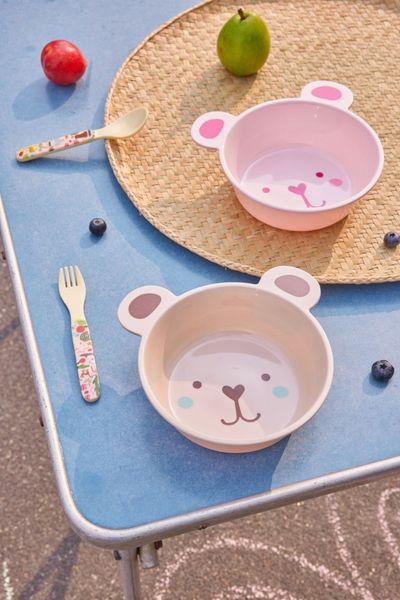 Rice, dyp tallerken i melamin, bear pink