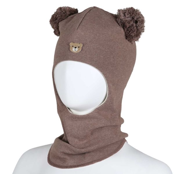 Kivat, brun hettelue i bomull med bamse