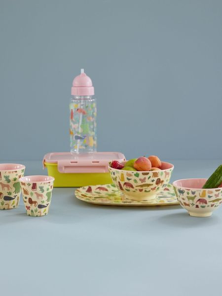 Rice, medium bolle i melamin, sweet jungle print pink