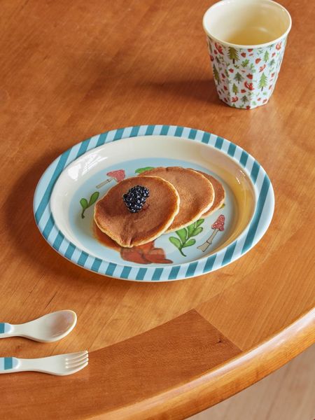 Rice, barnetallerken med blue happy forest print