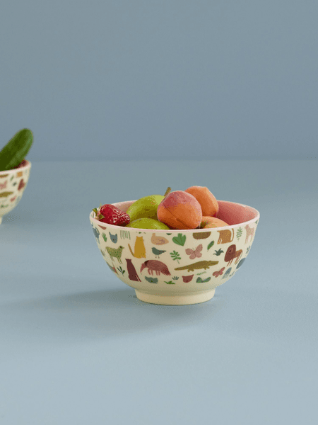 Rice, medium bolle i melamin, sweet jungle print pink
